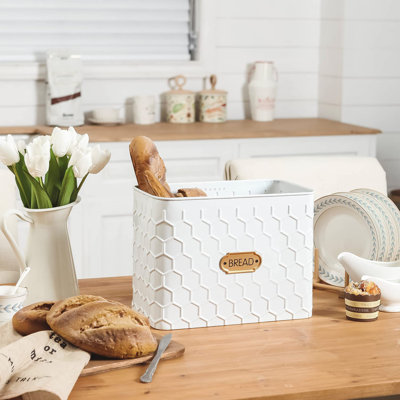 ホワイト メタル ブレッドボックス　ホーロー Amazon.com: CTW Home Vintage Bread Box: Home & Kitchen